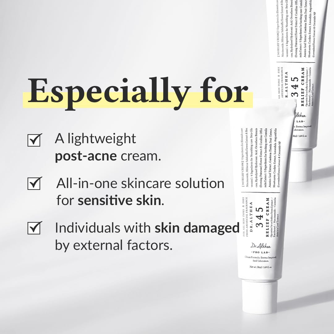345 Relief Cream | Face Moisturizer, Blemish Care,Hydrating Vegan Skincare 1.7Oz