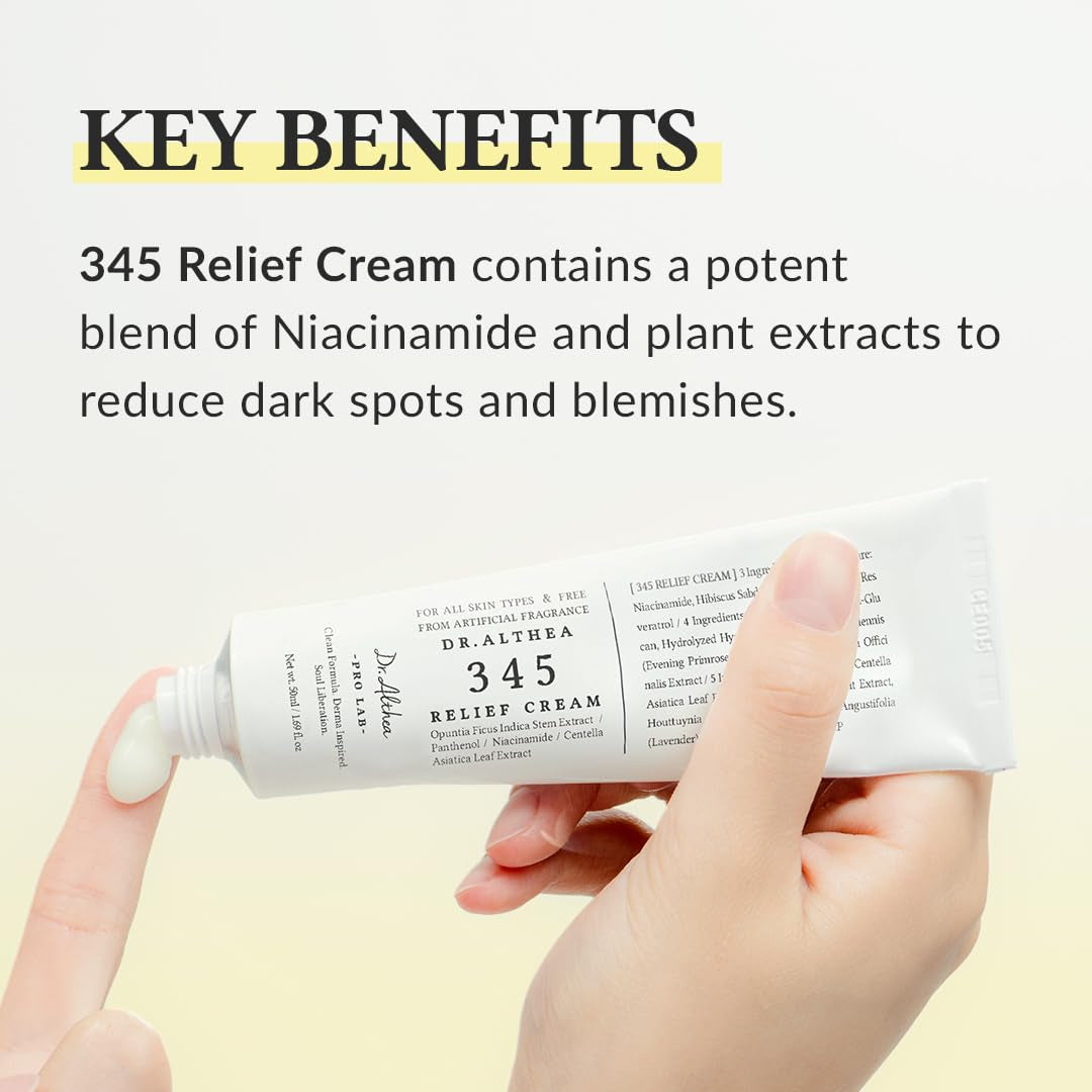 345 Relief Cream | Face Moisturizer, Blemish Care,Hydrating Vegan Skincare 1.7Oz