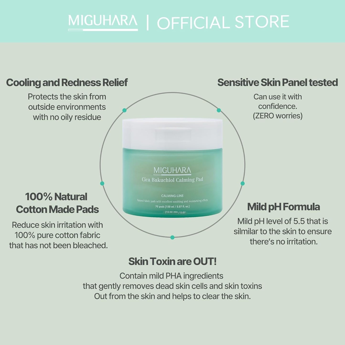 Cica Bakuchiol Calming Pad | Korean Skincare Toner Pad (150Ml/5.07 Fl.Oz.)