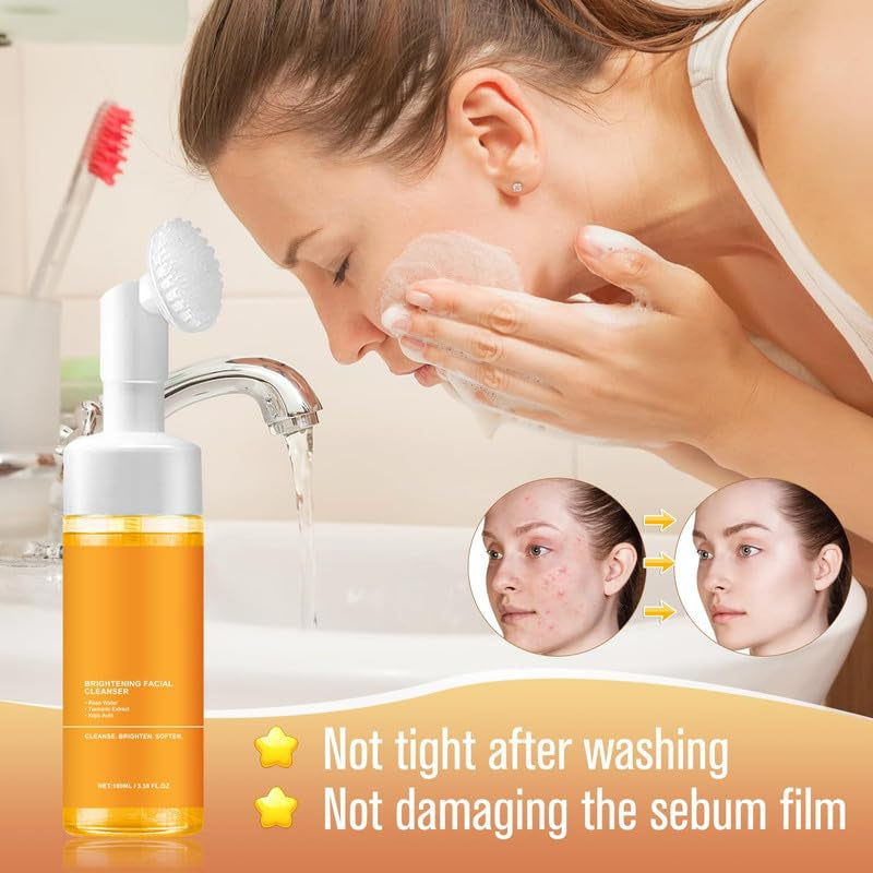 1Pcs Turmeric Facial Cleanser,Urmeric Facial Cleanser,Turmeric Foaming Cleanser,Deep Cleansing of Facial Skin, Turmeric Foaming Cleanser for All Skin