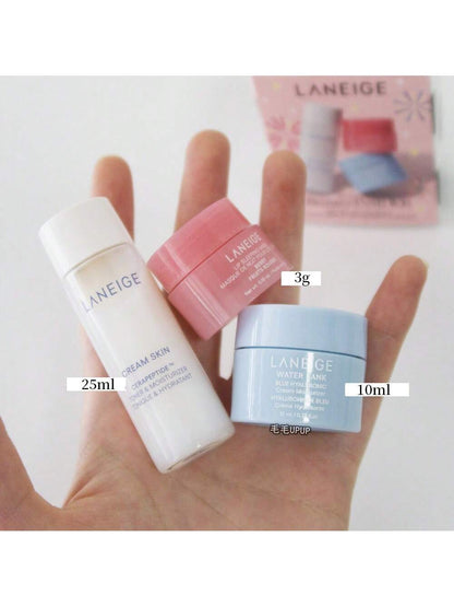 Laneige Water Bank Mouth Sleeping Mask Cream Skin | TRAVEL SIZE MINI | Water Bank Moisturizer Mask (10Ml / 0.33 Fl.Oz ) | Lip Sleeping Mask in Shade Berry(3 G / 0.10 Oz) | Cream Skin Cerapeptide Toner & Moisturizer(25Ml / 0.84 Fl.Oz )