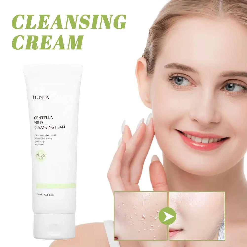 120Ml IUNIK Centella Cleanser Mild Cleansing Foam Whitening Hydrating Properties Korean Centella Facial Wash for Sensitive Skin
