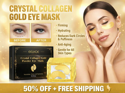 12 Pair Collagen 24K Gold Eye Mask Patches for Dark Circles, Puffy Eyes, & Eye Bags