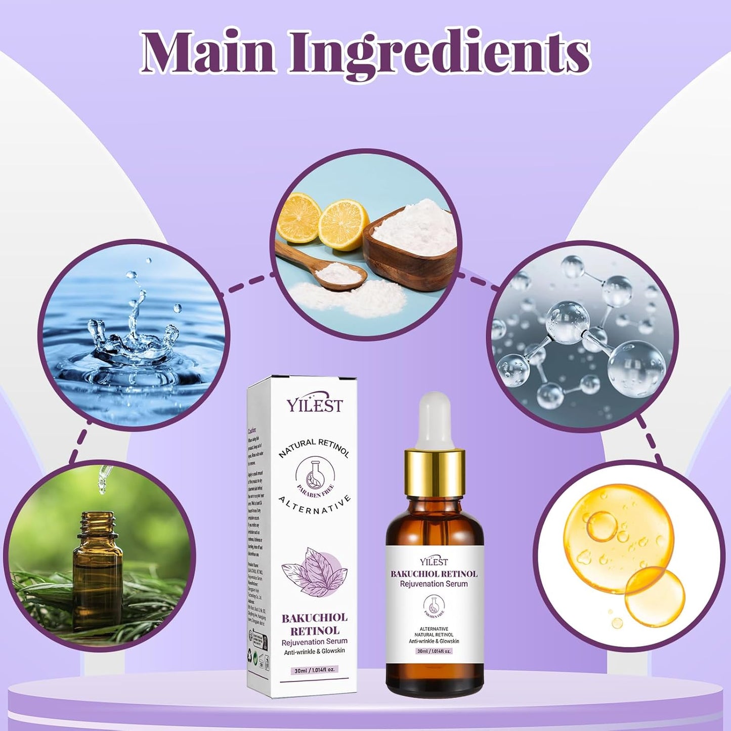 2PCS Bakuchiol Retinol Serum Retinol Rejuvenation Serum, Retinol Serum for Wrinkles Retinol Serum Face Serum for All Skin, Retinol Serum Wrinkles for Man&Women