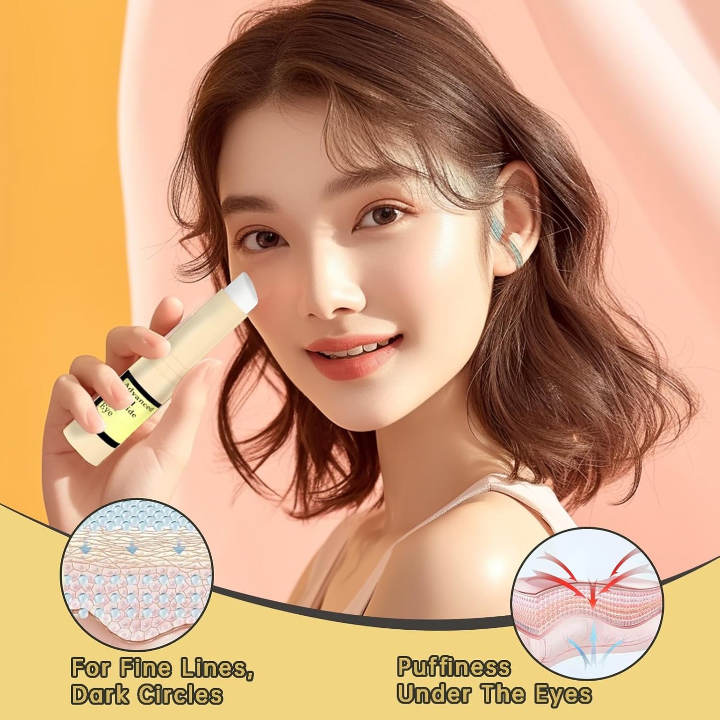 Anti Aging Eye Cream For Dark Circles, Advanced Snail Retinol Eye Stick, 1 PCS Under Eye Cream For Puffiness & Bags, Reduce Wrinkles, Fine Lines, Moisturizating Skin.