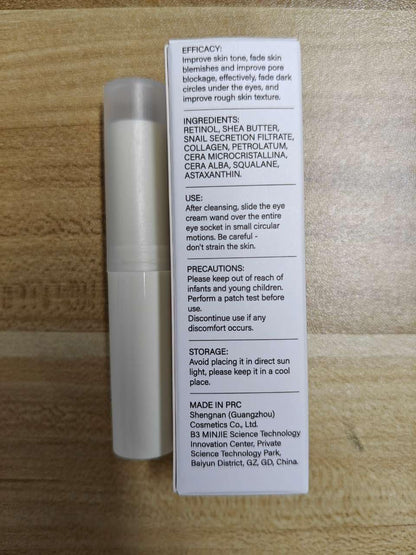 Anti Aging Eye Cream For Dark Circles, Advanced Snail Retinol Eye Stick, 1 PCS Under Eye Cream For Puffiness & Bags, Reduce Wrinkles, Fine Lines, Moisturizating Skin.
