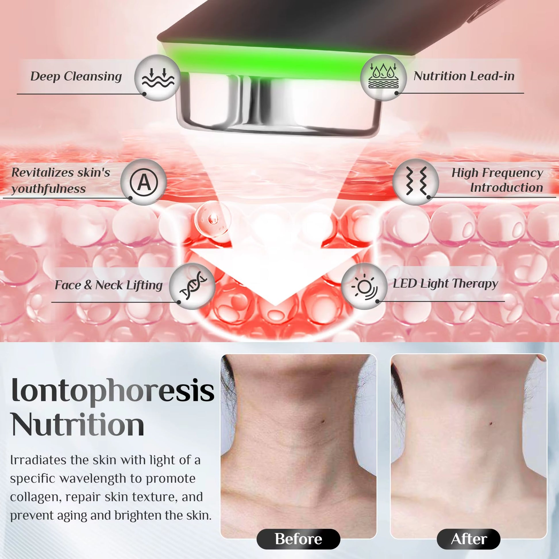 7 Colors Age-R Booster Pro Set with Gel Multi-Function Beauty Machine Wrinkle Removal Light Therapy for Skin Care Face