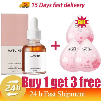 Ginseng Snail Serum anti Wrinkle Aging Eye Face Lift Tightening Moisturising Smooth Fine Lines Brighten Korean Cosmetics 30ML