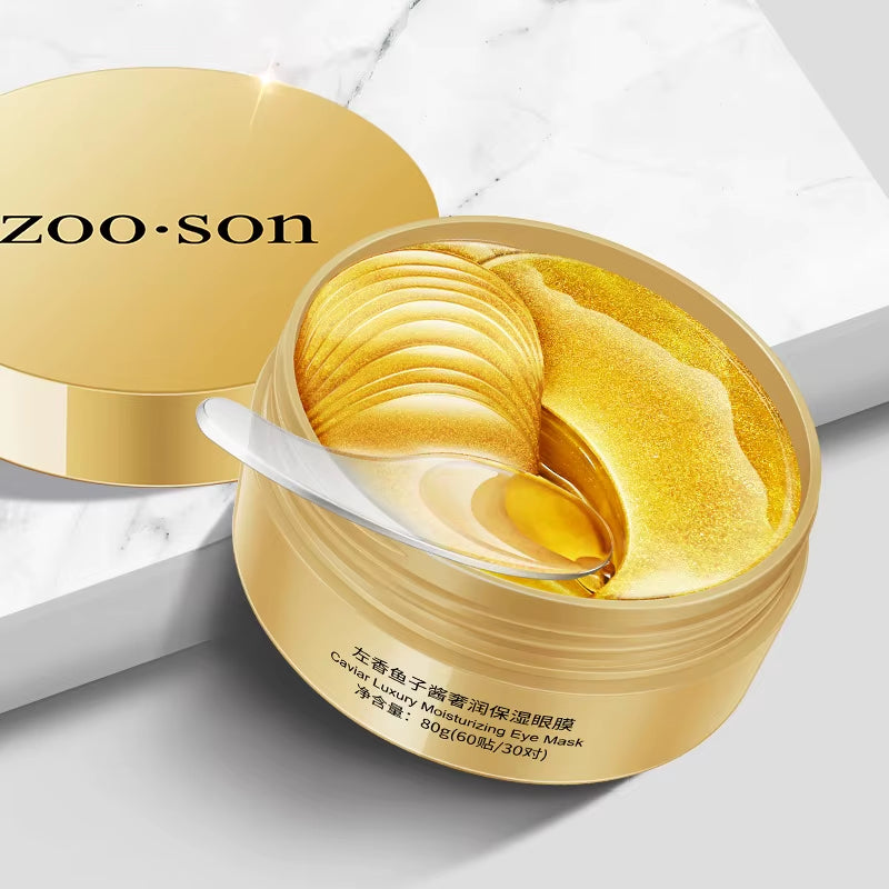 60Pcs/Box Gold Crystal Collagen Eye Mask anti Dark Circles Remove Eye Bags Moisturizing Caviar Eye Patches Eyes Skin Care