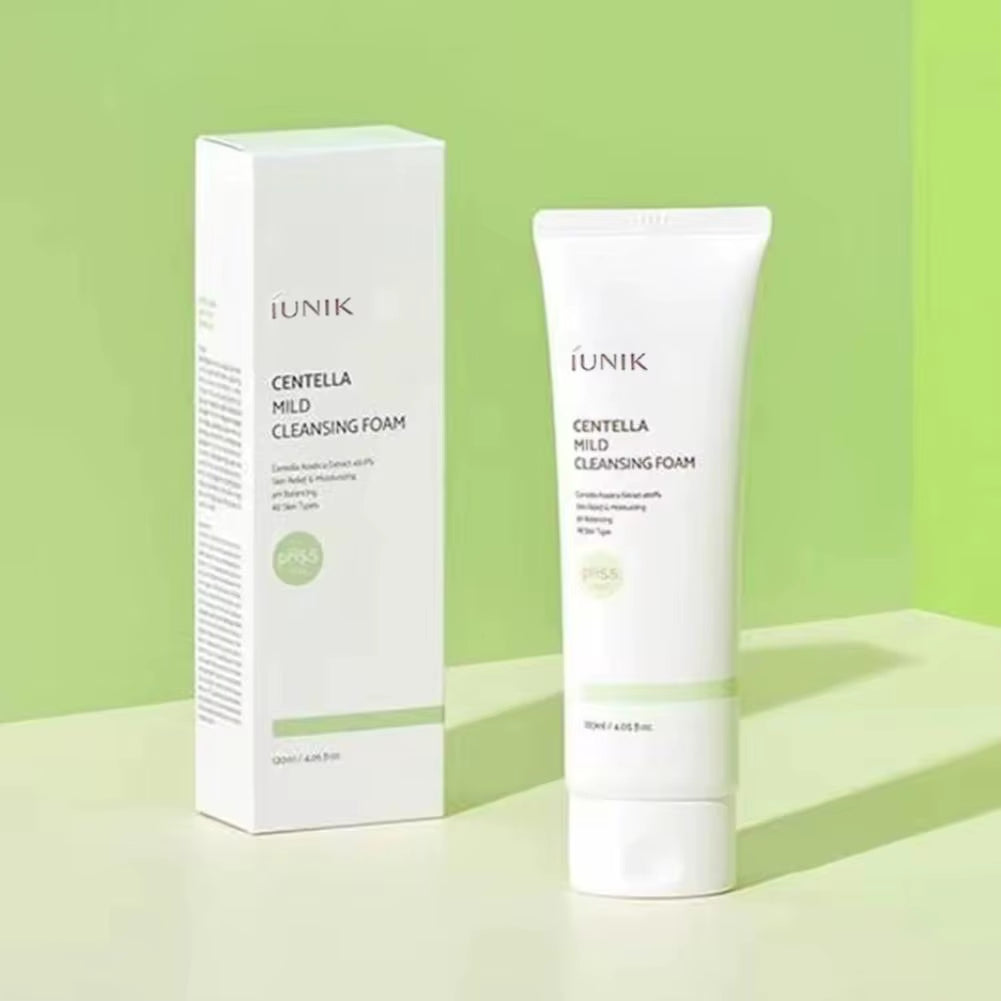 120Ml IUNIK Centella Cleanser Mild Cleansing Foam Whitening Hydrating Properties Korean Centella Facial Wash for Sensitive Skin