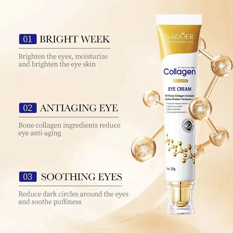 SADOER Collagen Eye Cream Skincare anti Dark Circles Eye Bags Firming Moisturizing Skincare Eyes Cream Skin Care for Eyes