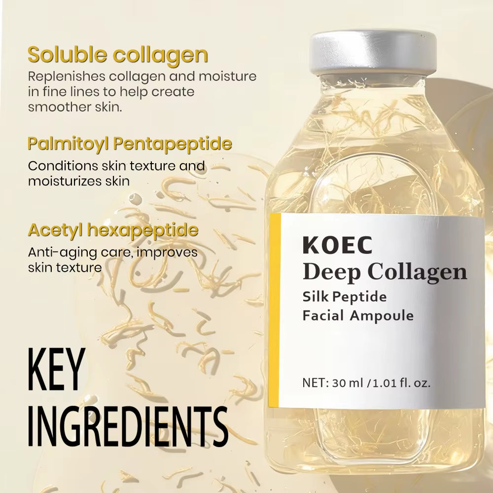 Deep Collagen Silk Peptide Intensive Lifting Ampoule Korean Anti-Aging Serum for Face with Collagen Skin Tightening & Firming