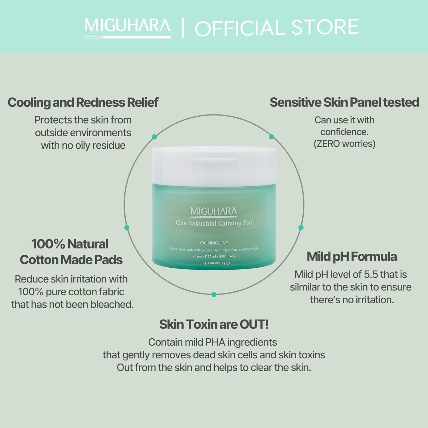 Cica Bakuchiol Calming Pad | Korean Skincare Toner Pad (150Ml/5.07 Fl.Oz.)