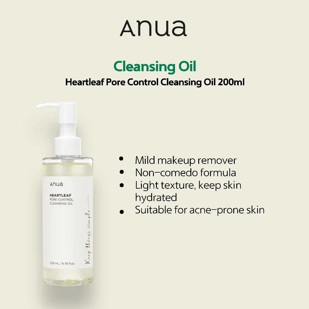 Anua Skincare Products Set Facial Deep Cleansing Toner 77 Heartleaf Pore Control Cleansing Oil Korean Kit Skin Care Beauty Set