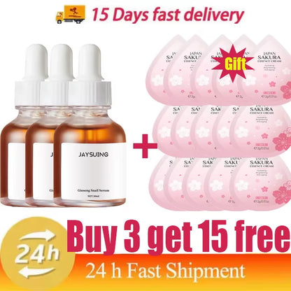 Ginseng Snail Serum anti Wrinkle Aging Eye Face Lift Tightening Moisturising Smooth Fine Lines Brighten Korean Cosmetics 30ML