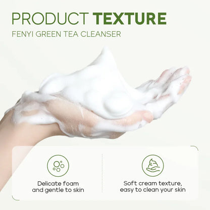  Green Tea Facial Cleanser Natural Plants Deep Cleansing Oil-Control Moisturizing Brighten Soften Skin Dense Foam Skin Care
